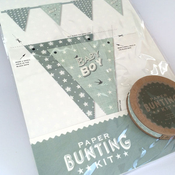 Gorgeous baby boy bunting kit in blue.