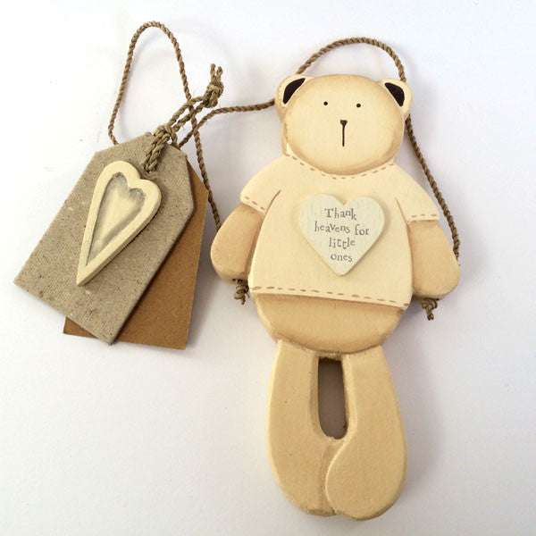 Adorable Bertie Bear - Thank heavens for little ones wooden wall hanging.