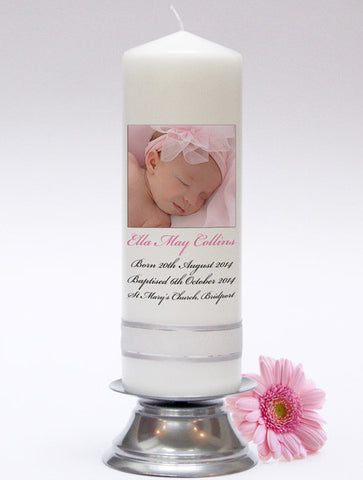 Photo Baby Candle. Adorable keepsakes and gifts. Christening Candles, Baptism Candles & Naming Day Candles. Handmade in UK.