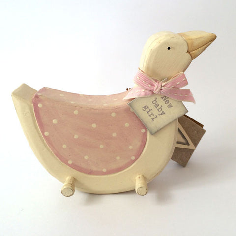 Pretty baby girl Goose Pegboard in pink.