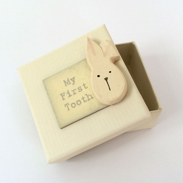 Adorable handmade, wooden My First Tooth Rabbit Keepsake Box.