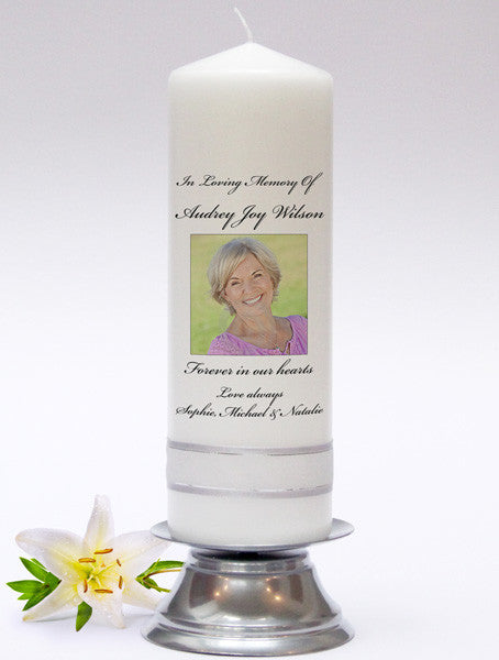 Photo Memorial Candle - beautiful personalised Remembrance Candles & Absence Candles. In loving memory. Handmade in UK.