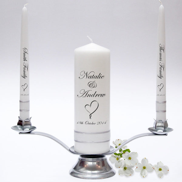 Personalised Wedding Candle Taper Set. Classic designs, fully customised and handmade in UK. Unity Candles & Candle Sets.