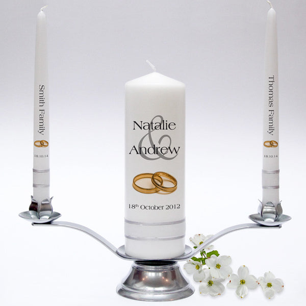 Personalised Wedding Candle Taper Set - Modern Design. Fully customised Wedding Candles, Wedding Candle Sets.