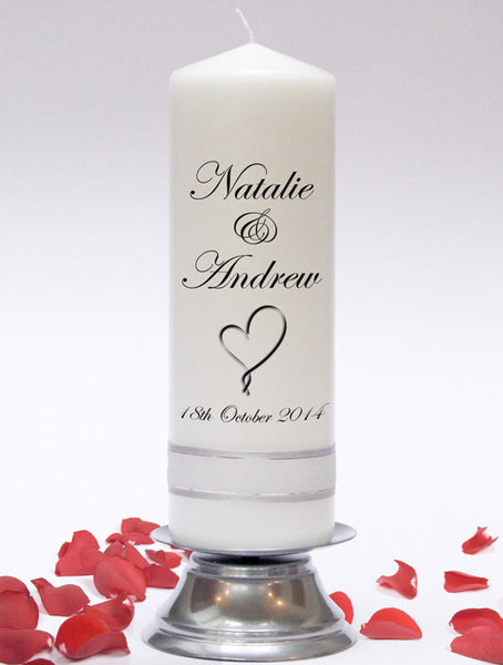 Personalised Wedding Unity Candle. Classic designs, fully customised and handmade in UK.