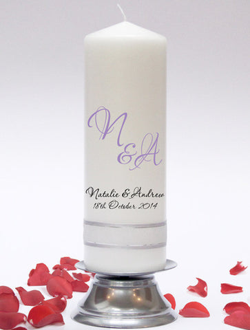 Personalised Wedding Unity Candle. Stylish designs, fully customised. Hand made in UK.