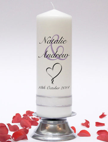 Personalised Wedding Unity Candle - Modern Design. Wedding Candles, Wedding Candle Set & Candleholders.
