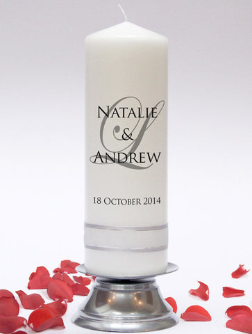 Personalised Wedding Unity Candle - Signature Design. A simple, yet elegant design. Handmade in UK by Candles Online